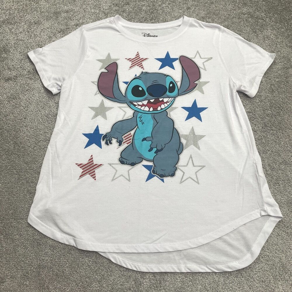 Disney Stitch Graphic T-Shirt Juniors 2XL White Crew Neck Short Sleeve Casual